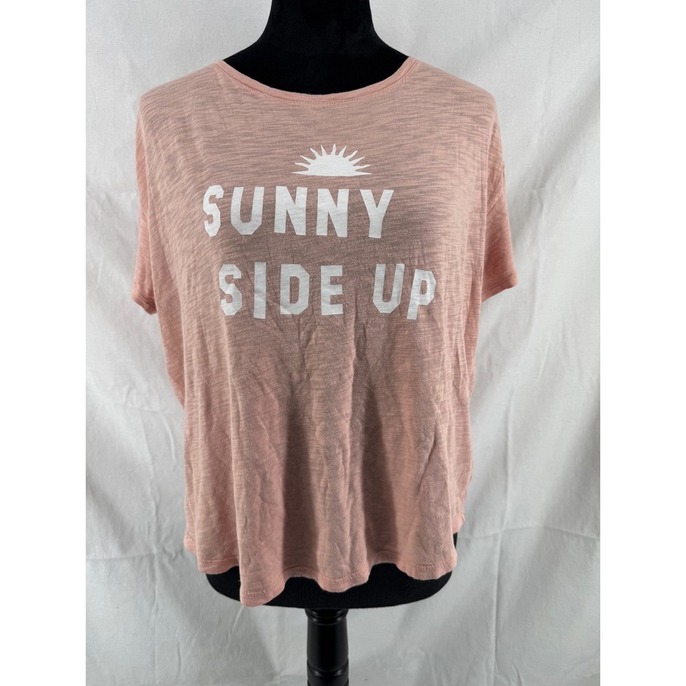 Old Navy The Easy Tee Sunny Side Up Graphic Peach Pink Slub Knit T-Shirt M